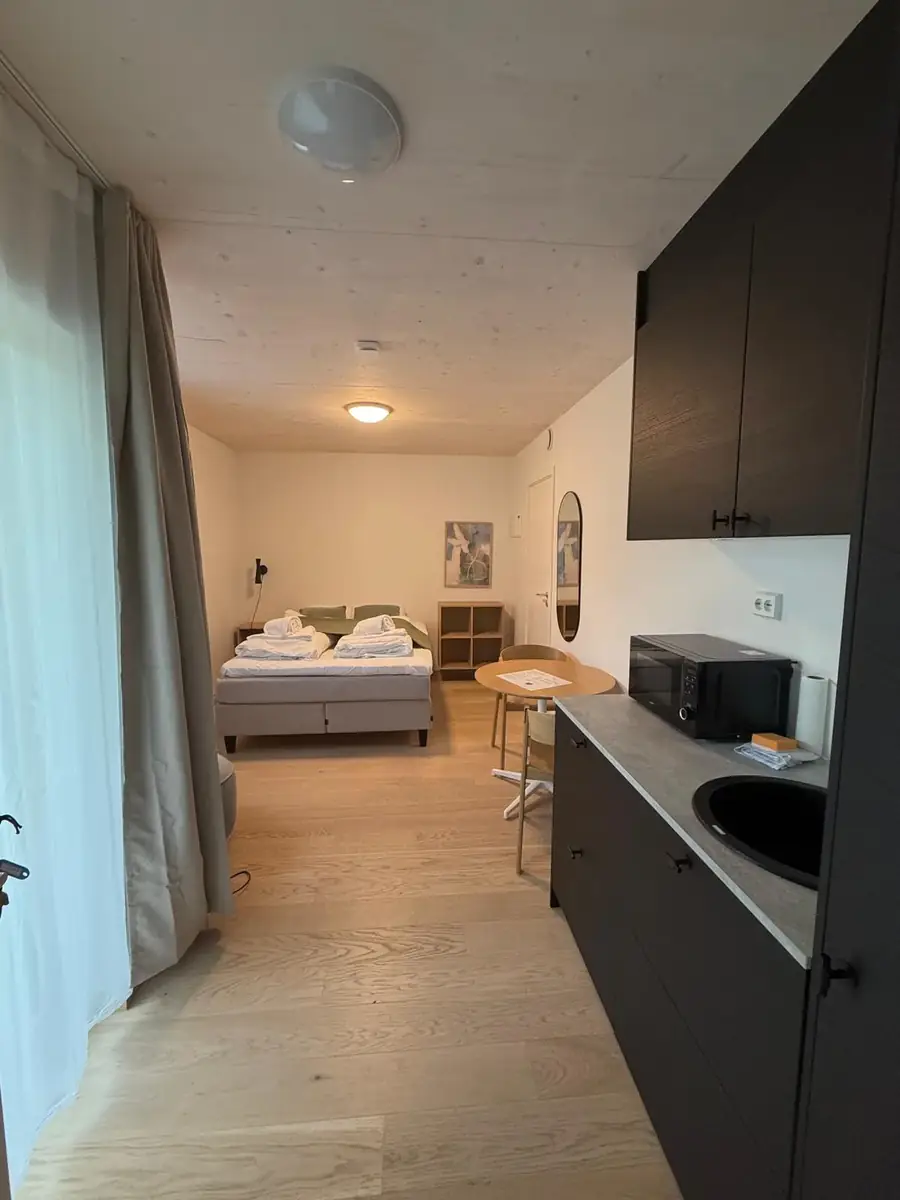 Studio Apartment mit Bett und Küchenzeile
